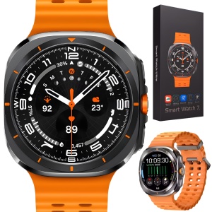 Ceas smartwatch barbati, Wingereich, aliaj, inteligent, Amoled, fitness, sport, functii smart, rezistent apa, ritm cardiac, numarat pasi, notificari, wireless, Bluetooth, microfon HD, monitorizare somn, 2 bratari incluse, negru