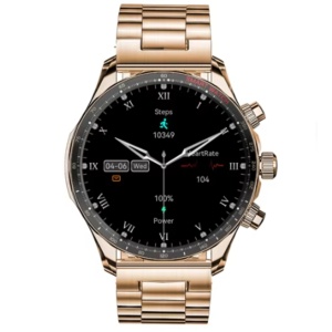 Ceas smartwatch barbati Wingereich premium, aliaj de lux, inteligent, fitness, sport, functii smart, rezistent apa, ritm cardiac, numarat pasi, notificari, wireless, apelare Bluetooth, microfon HD, monitorizare somn, 2 bratari incluse, auriu - Img 6