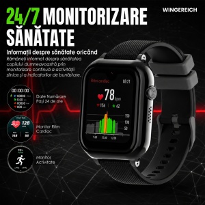 Ceas smartwatch copii GPS 4G AI Asistent, Whatsapp, ChatGPT, Tiktok, Instagram, Facebook, Google play, camera HD, Wingereich™, telefon, apel video HD, AMOLED, WIFI, bluetooth, Android, IOS, SOS, monitorizare spion, ritm cardiac, walkie-talkie, negru - Img 6