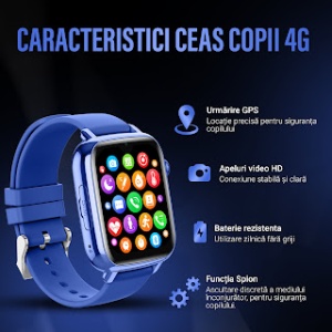 Ceas smartwatch copii GPS 4G, Google play, ChatGPT, Whatsapp, Tiktok, Instagram, Youtube, Facebook, camera HD, Wingereich ™, localizare GPS, telefon, apel video - D-022 - Img 3