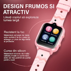 Smartwatch copii Wingereich™ 4G, Whatsapp, GPS, camera dubla, roz, D-016 - Img 6