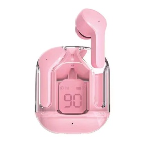 Wingereich W31 TWS – Căști Wireless True Wireless Stereo (TWS) cu design transparent, Bluetooth 5.3, Mod Gaming low-latency, LED display baterie, rezistență IPX5, culoare roz, D-0102