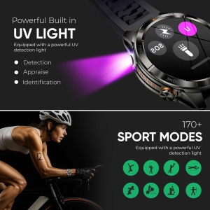 Ceas smartwatch barbati, Wingereich, aliaj, inteligent, fitness, sport, functii smart, rezistent apa, ritm cardiac, numarat pasi, notificari, wireless, Bluetooth, microfon HD, monitorizare somn, 2 bratari incluse, negru - Img 5