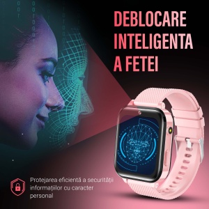 Ceas smartwatch copii GPS 4G, Whatsapp, Youtube, camera HD, Wingereich ™, localizare GPS, telefon, apel video HD, WIFI, bluetooth, apa IP67, Android, IOS, SOS, monitorizare spion, roz pudra - Img 4