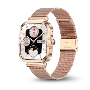 Ceas smartwatch dama Wingereich premium, aliaj de lux, inteligent, Amoled, fitness, sport, functii smart, rezistent apa, ritm cardiac, numarat pasi, notificari, wireless, apelare Bluetooth, microfon HD, monitorizare somn, auriu - Img 7
