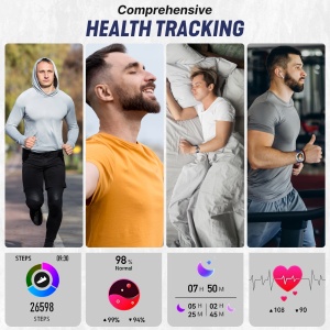 Ceas smartwatch barbati, Wingereich, aliaj, inteligent, Amoled, fitness, sport, functii smart, rezistent apa, ritm cardiac, numarat pasi, notificari, wireless, Bluetooth, microfon HD, monitorizare somn, 2 bratari incluse, albastru - Img 2