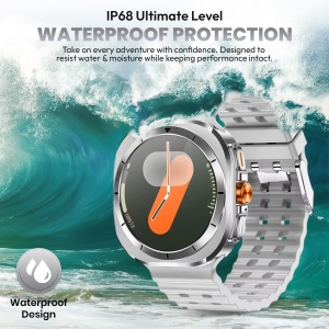 Ceas smartwatch barbati, Wingereich, aliaj, inteligent, Amoled, fitness, sport, functii smart, rezistent apa, ritm cardiac, numarat pasi, notificari, wireless, Bluetooth, microfon HD, monitorizare somn, 2 bratari incluse, argintiu - Img 6
