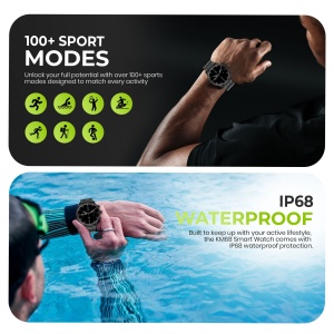 Ceas smartwatch barbati Wingereich premium, aliaj de lux, inteligent, fitness, sport, functii smart, rezistent apa, ritm cardiac, numarat pasi, notificari, wireless, apelare Bluetooth, microfon HD, monitorizare somn, 2 bratari incluse, negru - Img 6
