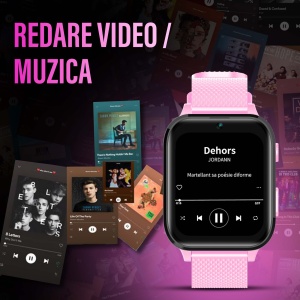 Ceas smartwatch copii GPS 4G, Whatsapp, Youtube, camera HD, Wingereich ™, localizare GPS, telefon, apel video HD, WIFI, bluetooth, apa IP67, Android, IOS, SOS, monitorizare spion, roz lila - Img 7