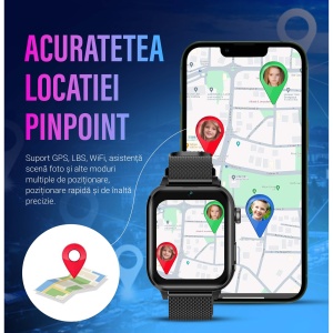 Ceas smartwatch copii GPS 4G, Whatsapp, Youtube, camera HD, Wingereich ™, localizare GPS, telefon, apel video HD, WIFI, bluetooth, apa IP67, Android, IOS, SOS, monitorizare spion, negru - Img 10