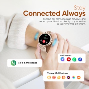 Ceas smartwatch dama, Wingereich, aliaj de lux, inteligent, Amoled, fitness, sport, functii smart, rezistent apa, ritm cardiac, numarat pasi, notificari, wireless, apelare Bluetooth, microfon HD, monitorizare somn, 2 bratari incluse, auriu - Img 6