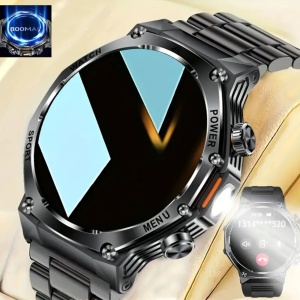 Ceas smartwatch barbati premium Wingereich, aliaj metalic, ecran 1.8 inci HD rezolutie 390x390, apeluri Bluetooth 5.2, baterie 800 mAh, monitorizare ritm cardiac si SpO2, peste 100 de moduri sport, lanterna, numarat pasi, monitorizare somn, negru - Img 5