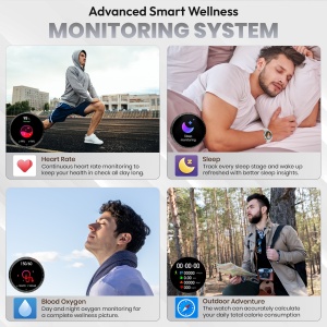 Ceas smartwatch barbati, Wingereich, aliaj, inteligent, Amoled, fitness, sport, functii smart, rezistent apa, ritm cardiac, numarat pasi, notificari, wireless, Bluetooth, microfon HD, monitorizare somn, 2 bratari incluse, argintiu - Img 3
