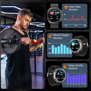Ceas smartwatch barbati, Wingereich, aliaj, inteligent, Amoled, fitness, sport, functii smart, rezistent apa, ritm cardiac, numarat pasi, notificari, wireless, Bluetooth, microfon HD, monitorizare somn, 2 bratari incluse, negru - Img 7