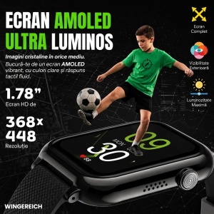 Ceas smartwatch copii GPS 4G AI Asistent, Whatsapp, ChatGPT, Tiktok, Instagram, Facebook, Google play, camera HD, Wingereich™, telefon, apel video HD, AMOLED, WIFI, bluetooth, Android, IOS, SOS, monitorizare spion, ritm cardiac, walkie-talkie, negru - Img 4