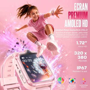 Ceas smartwatch copii GPS 4G camera dubla, Whatsapp, ChatGPT, Tiktok, Instagram, Facebook, Youtube, Google play, Wingereich™, telefon, apel video HD, AMOLED, WIFI, bluetooth, Android, IOS, SOS, monitorizare spion, ritm cardiac, walkie-talkie, roz - Img 8