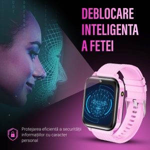 Ceas smartwatch copii GPS 4G, Whatsapp, Youtube, camera HD, Wingereich ™, localizare GPS, telefon, apel video HD, WIFI, bluetooth, apa IP67, Android, IOS, SOS, monitorizare spion, roz lila - Img 4