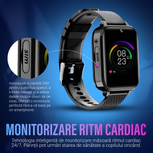 Ceas smartwatch copii GPS 4G, Whatsapp, Youtube, camera HD, Wingereich ™, localizare GPS, telefon, apel video HD, WIFI, bluetooth, apa IP67, Android, IOS, SOS, monitorizare spion, negru - Img 7