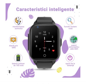 Smartwatch pentru copii Wingereich™ cu GPS, 4G si Whatsapp, negru, D-017 - Img 2