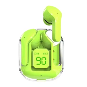 Wingereich W31 TWS – Căști Wireless True Wireless Stereo (TWS) cu design transparent, Bluetooth 5.3, Mod Gaming low-latency, LED display baterie, rezistență IPX5, culoare verde, D-0101