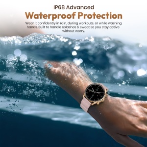 Ceas smartwatch barbati Wingereich premium, aliaj de lux, inteligent, fitness, sport, functii smart, rezistent apa, ritm cardiac, numarat pasi, notificari, wireless, apelare Bluetooth, microfon HD, monitorizare somn, 2 bratari incluse, auriu - Img 4