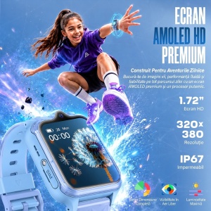 Ceas smartwatch copii GPS 4G camera dubla, Whatsapp, ChatGPT, Tiktok, Instagram, Facebook, Youtube, Google play, Wingereich™, telefon, apel video HD, AMOLED, WIFI, bluetooth, Android, IOS, SOS, monitorizare spion, ritm cardiac, walkie-talkie, albastru - Img 8