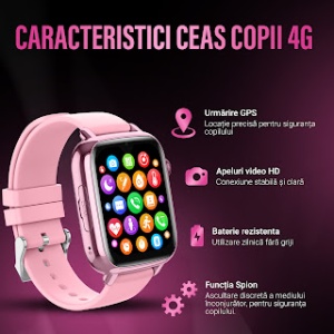 Ceas smartwatch copii GPS 4G, Google play, ChatGPT, Whatsapp, Tiktok, Instagram, Youtube, Facebook, camera HD, Wingereich ™, localizare GPS, telefon, apel video - D-021 - Img 5