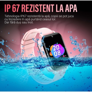 Ceas smartwatch copii GPS 4G, Whatsapp, Youtube, camera HD, Wingereich ™, localizare GPS, telefon, apel video HD, WIFI, bluetooth, apa IP67, Android, IOS, SOS, monitorizare spion, roz pudra - Img 8