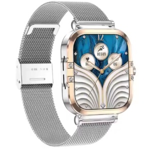 Ceas smartwatch dama Wingereich premium, aliaj de lux, inteligent, Amoled, fitness, sport, functii smart, rezistent apa, ritm cardiac, numarat pasi, notificari, wireless, apelare Bluetooth, microfon HD, monitorizare somn, argintiu - Img 2