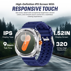 Ceas smartwatch barbati, Wingereich, aliaj, inteligent, Amoled, fitness, sport, functii smart, rezistent apa, ritm cardiac, numarat pasi, notificari, wireless, Bluetooth, microfon HD, monitorizare somn, 2 bratari incluse, albastru - Img 5