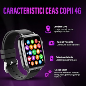 Ceas smartwatch copii GPS 4G, Google play, ChatGPT, Whatsapp, Tiktok, Instagram, Youtube, Facebook, camera HD, Wingereich ™, localizare GPS, telefon, apel video - D-023 - Img 2
