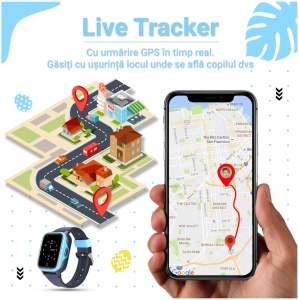 Smartwatch pentru copii Wingereich™ cu GPS, 4G si Whatsapp, albastru, D-011 - Img 3