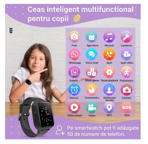 Smartwatch pentru copii Wingereich™ cu GPS, 4G si Whatsapp, negru, D-017 - Img 3
