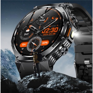 Ceas smartwatch barbati premium Wingereich, aliaj metalic, ecran 1.8 inci HD rezolutie 390x390, apeluri Bluetooth 5.2, baterie 800 mAh, monitorizare ritm cardiac si SpO2, peste 100 de moduri sport, lanterna, numarat pasi, monitorizare somn, negru - Img 6