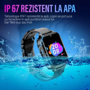 Ceas smartwatch copii GPS 4G, Whatsapp, Youtube, camera HD, Wingereich ™, localizare GPS, telefon, apel video HD, WIFI, bluetooth, apa IP67, Android, IOS, SOS, monitorizare spion, negru - Img 8