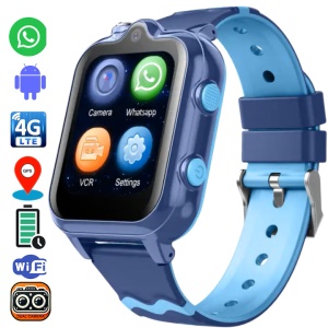Smartwatch copii Wingereich™ 4G, Whatsapp, GPS, camera dubla, albastru, D-015