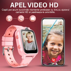 Smartwatch copii Wingereich™ 4G, Whatsapp, GPS, camera dubla, roz, D-016 - Img 3