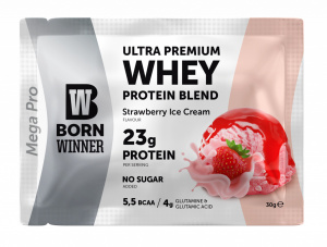 Amestec de proteine din zer Born Winner MEGA PRO - Înghețată de căpșuni