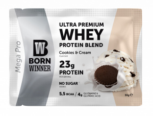 Amestec de proteine din zer Born Winner MEGA PRO - Biscuiți & Cremă
