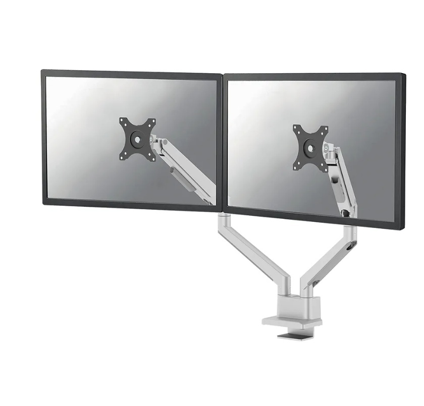 Brat dublu monitor Neomounts DS70-250SL2; pentru display-uri cu diagonale 17"-32", sistem de prindere VESA 75x75~100x100, greutate maxima suportata 9 - per ecrankg, full motion, tilt +45°, swivel 90°, rotate 180°; gas spring; culoare argintiu. Garantie 5 - Img 3