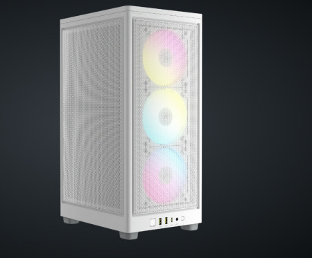 Carcasa Corsair 2000D Airflow RGB Mini-ITX, panou tempered glass, 3x 2.5" drive bays, dimensiune 458x271x200, alb
