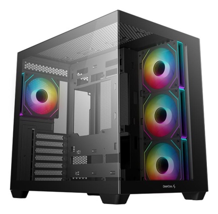 Carcasa DEEPCOOL CG550 4F Mid Tower ARGB NEGRU, Tempered Glass+ABS+SGCC, Sloturi Expansiune 7, Drive Bays: 2x3.5&quot; 2+1x2.5&quot;, Ventilatoare Suportate: 10 (spate: 1x120mm, sus: 3x120mm sau 2x140mm, lateral: 3x120mm sau 2x140mm, jos: 3x120mm), Ventilatoare - Img 2