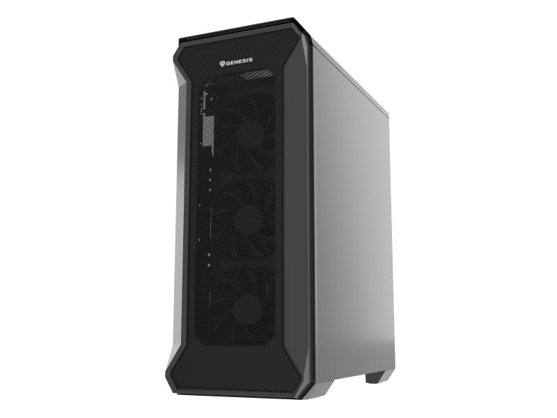 Carcasa GENESIS IRID 505F Mid Tower NEGRU, Tempered Glass, Sloturi Expansiune 8, Drive Bays: 2x3.5" 7x2.5", Ventilatoare Suportate: 6 (spate: 1x120mm, fata: 3x120mm sau 2x140mm, sus: 2x120mm sau 2x140mm), Ventilatoare Incluse: 5 (sus: 1x120mm, fata: - Img 6