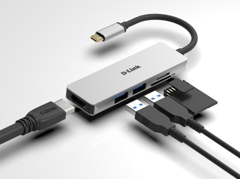 D-Link DUB-M530 5-in-1 USB-C Hub with HDMI and SD/microSD card reader, DUB-M530,1* USB-C connector with USB cable 11.5 cm, 1* HDMI Port, 2* USB Type-APort (USB 3.0), 1* SD card slot, 1* microSD card slot, Weight: 42g. - Img 5