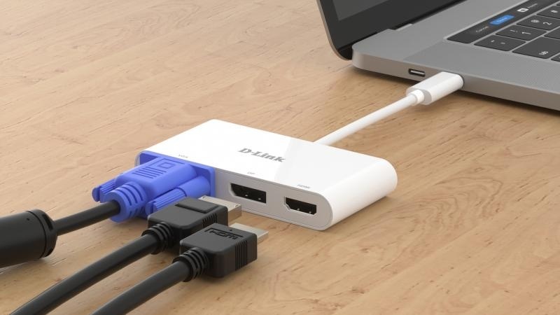 D-Link DUB-V310 3-in-1 USB-C Hub with HDMI, VGA and DisplayPort DUB-V310 ,1* USB-C connector , 1* HDMI Port, 1* VGA, 1* DisplayPort. - Img 6