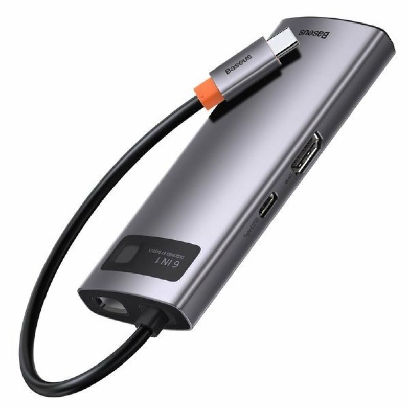 Docking Station Baseus Metal Gleam Series 5-in-1, conectare PC USB Type- C, USB 3.0 x 3, USB Type C x 1 PD 100W 5V / 9V / 14.5V / 20V 5A (Max.), HDMI x 1/4K/30Hz, gri - Img 8