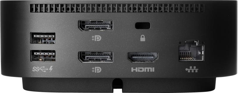 HP Essential Dock G5 Porturi: 1x USB-C power out 15W/ 4x USB-A 3.0/ 1x audio jack/2x DisplayPort 1.4/ 1x RJ-45/ 1xHDMI 2.0. Dimensiuni: 122 x 122 x 45 mm. Greutate: 0.68Kg. - Img 10