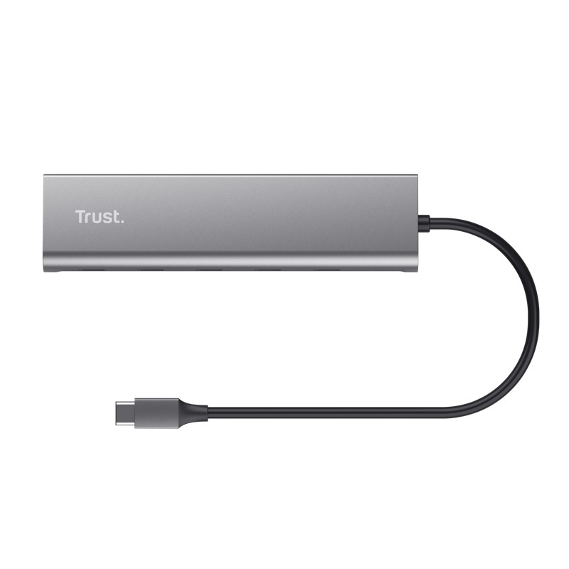 Hub Trust Halyx, 5 porturi USB-C 3.2 gen 1: 1 USB-C 100W PD port / 4 USB-C data ports, USB PD 3.0, gri - Img 3