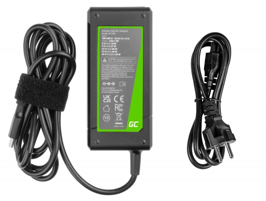 Incarcator alimentator Green Cell pentru laptop HP, compatibil cu HP 860209-850 925740-002 L04650-850 M52944-001 M54350-001 TPN-CA06 TPN-LA22, 65W, USB-C - Img 3