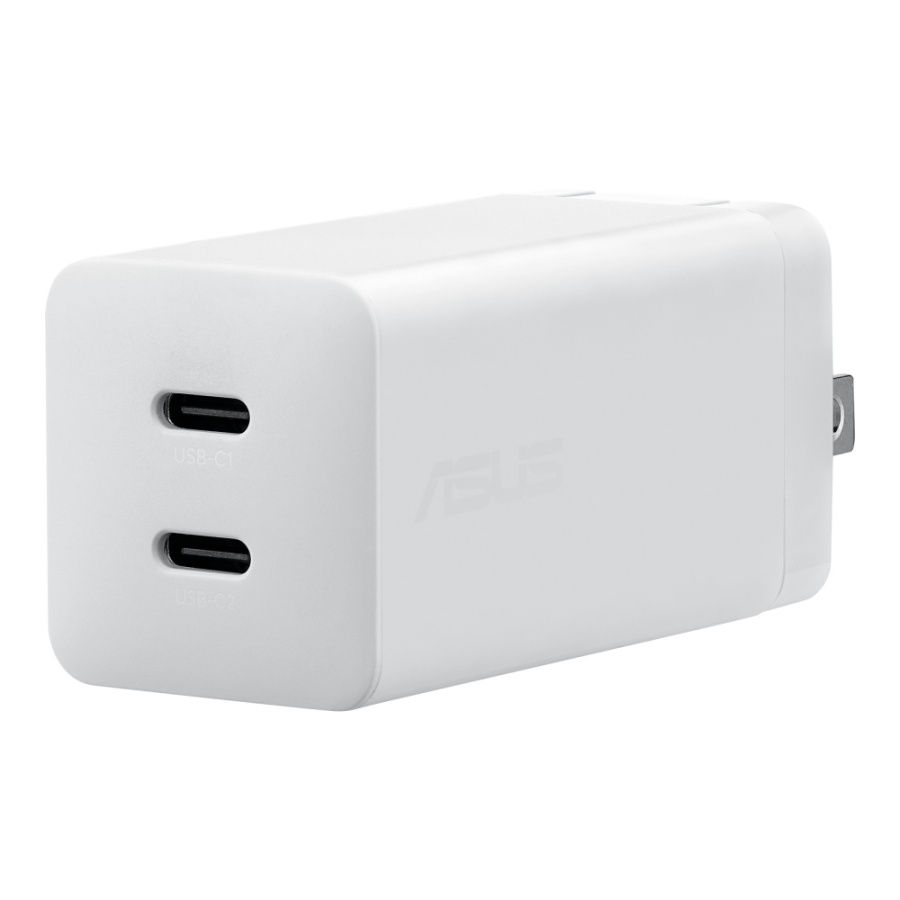 Incarcator alimentator original Asus pentru smartphone/tableta/laptop, tehnologie GaN, 2 porturi USB-C, 65W, alb - Img 2